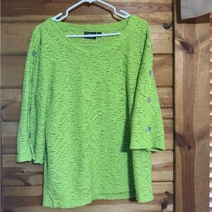 Onque Casuals Lime Green 3/4 Sleeve Boxy Blouse